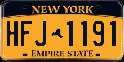 NY license plate HFJ1191