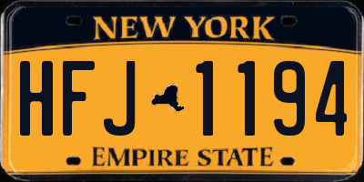 NY license plate HFJ1194