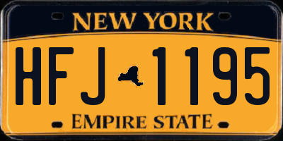 NY license plate HFJ1195