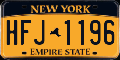 NY license plate HFJ1196
