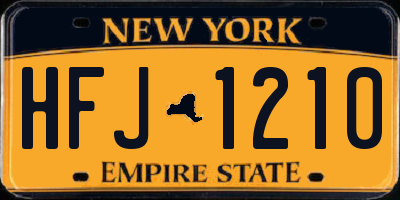 NY license plate HFJ1210