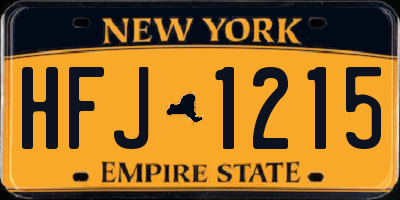 NY license plate HFJ1215