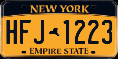 NY license plate HFJ1223
