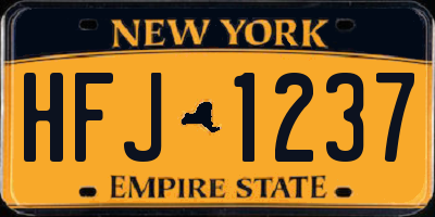 NY license plate HFJ1237