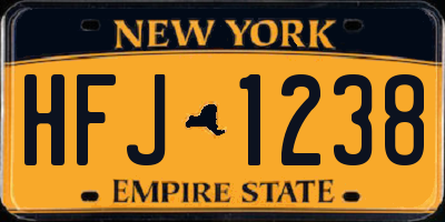 NY license plate HFJ1238