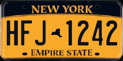 NY license plate HFJ1242