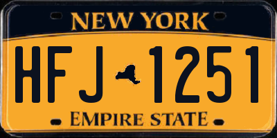 NY license plate HFJ1251