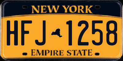 NY license plate HFJ1258