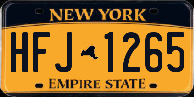 NY license plate HFJ1265