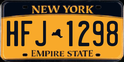 NY license plate HFJ1298