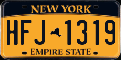 NY license plate HFJ1319
