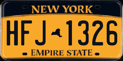 NY license plate HFJ1326