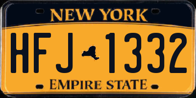 NY license plate HFJ1332
