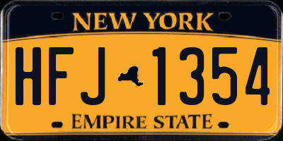 NY license plate HFJ1354