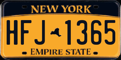 NY license plate HFJ1365