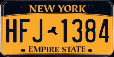 NY license plate HFJ1384
