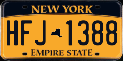 NY license plate HFJ1388