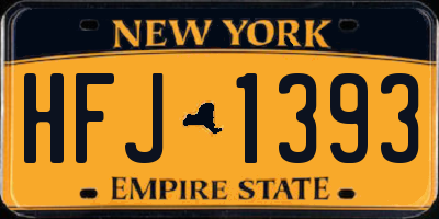 NY license plate HFJ1393