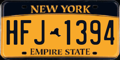 NY license plate HFJ1394