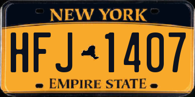 NY license plate HFJ1407