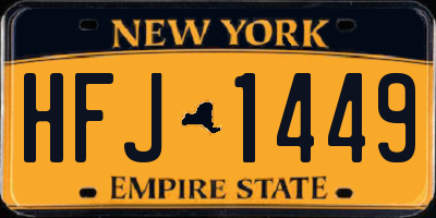 NY license plate HFJ1449
