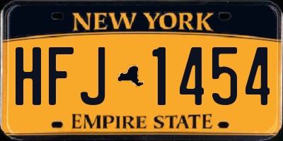 NY license plate HFJ1454