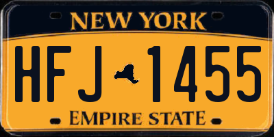 NY license plate HFJ1455