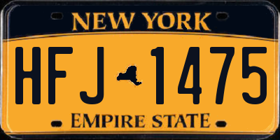 NY license plate HFJ1475