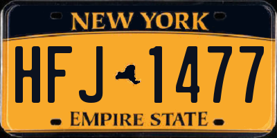 NY license plate HFJ1477