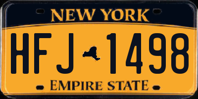NY license plate HFJ1498