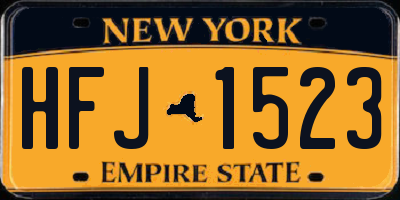 NY license plate HFJ1523