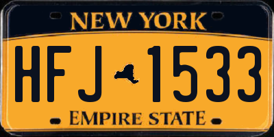 NY license plate HFJ1533