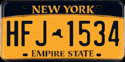 NY license plate HFJ1534
