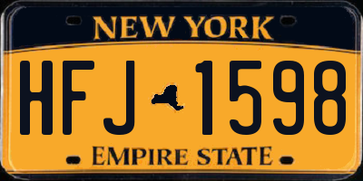 NY license plate HFJ1598