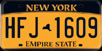 NY license plate HFJ1609
