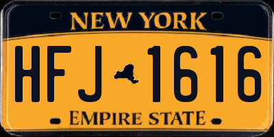 NY license plate HFJ1616