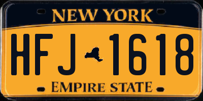 NY license plate HFJ1618