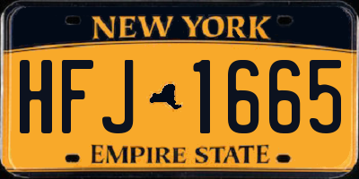 NY license plate HFJ1665