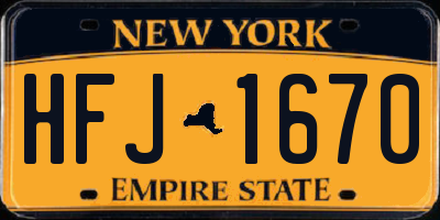 NY license plate HFJ1670