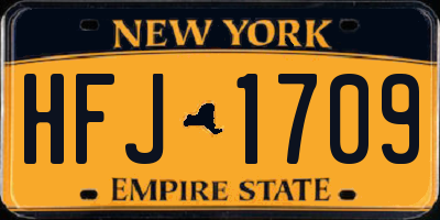 NY license plate HFJ1709