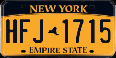 NY license plate HFJ1715