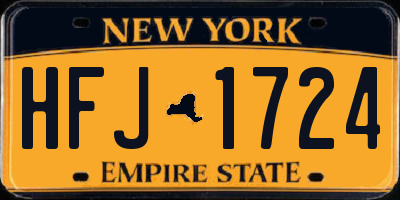 NY license plate HFJ1724