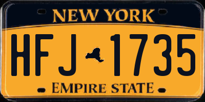 NY license plate HFJ1735