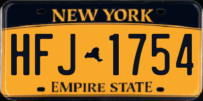 NY license plate HFJ1754