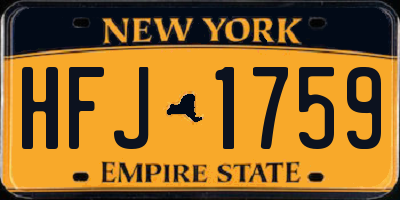 NY license plate HFJ1759