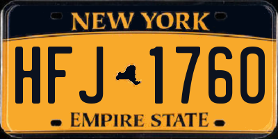 NY license plate HFJ1760