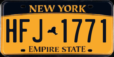 NY license plate HFJ1771