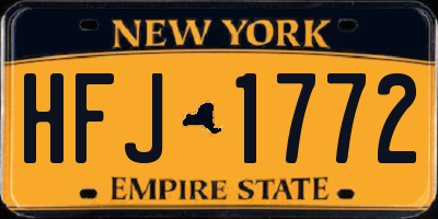 NY license plate HFJ1772