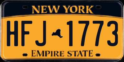 NY license plate HFJ1773