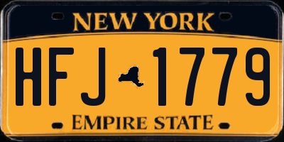 NY license plate HFJ1779